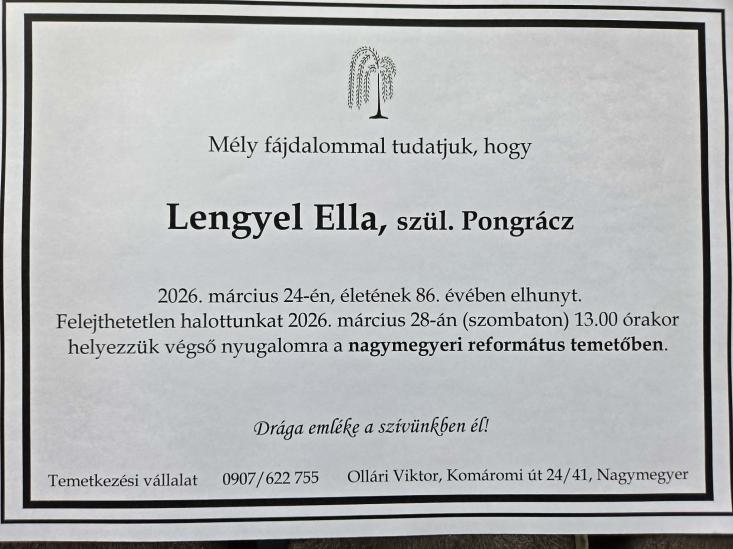 Smútočný oznam - Gyászjelentés