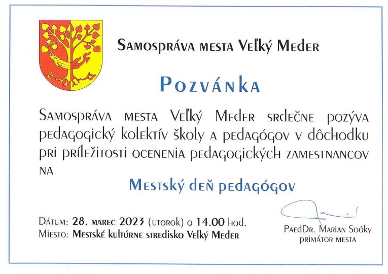 Pozvánka-deň učiteľov